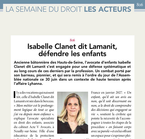 Défendre les enfants. Isabelle Clanet dit Lamanit
